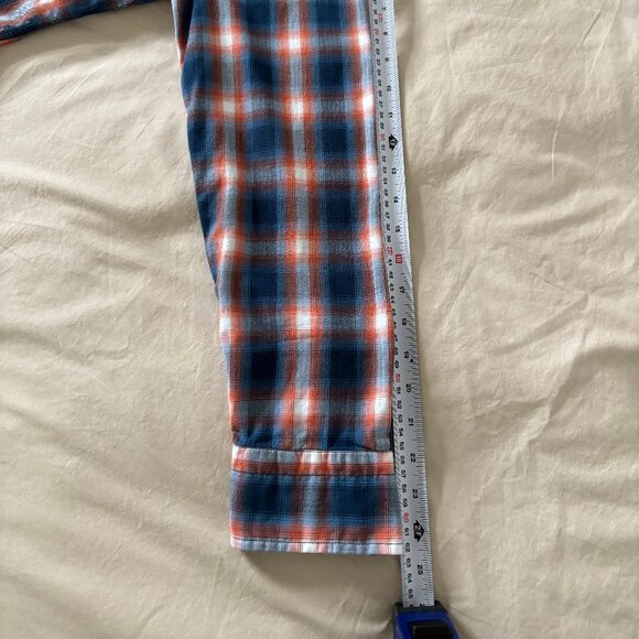Express Plaid Shirt in Orange and Blue - Picture 5 of 7